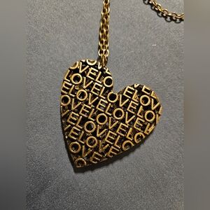 Copper tone "love" heart necklace